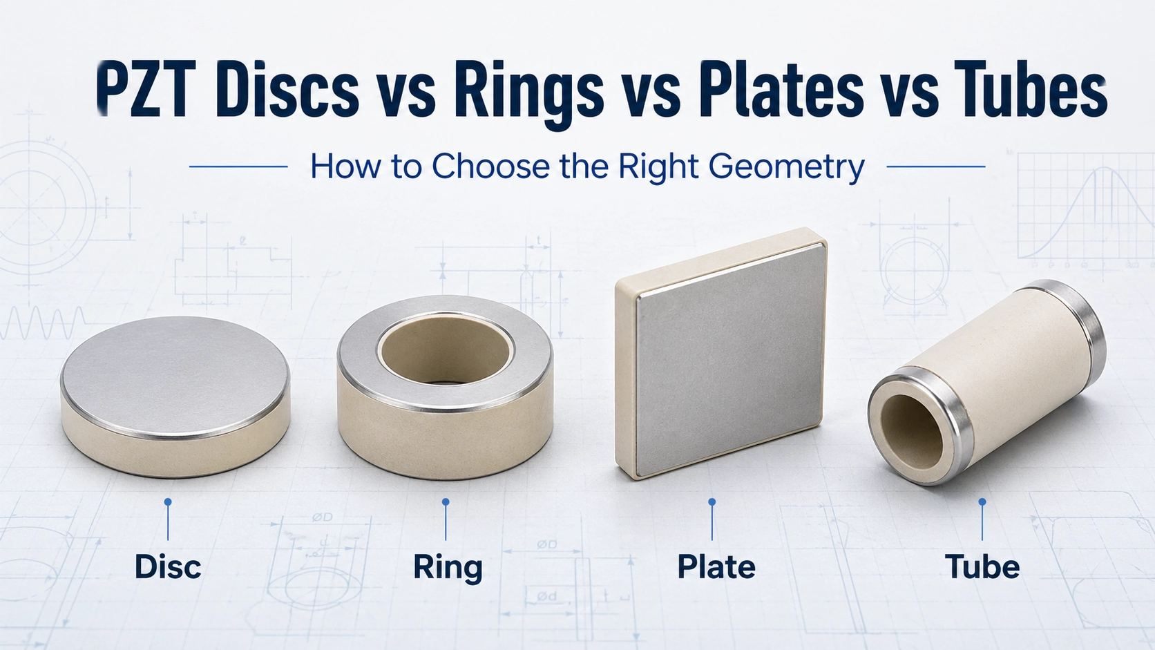 comparison of pzt ceramic geometries including disc ring plate and tube for piezoelectric component selection