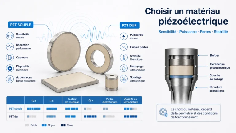 Comparaison technique entre PZT souple et PZT dur pour capteurs et applications ultrasoniques de puissance
