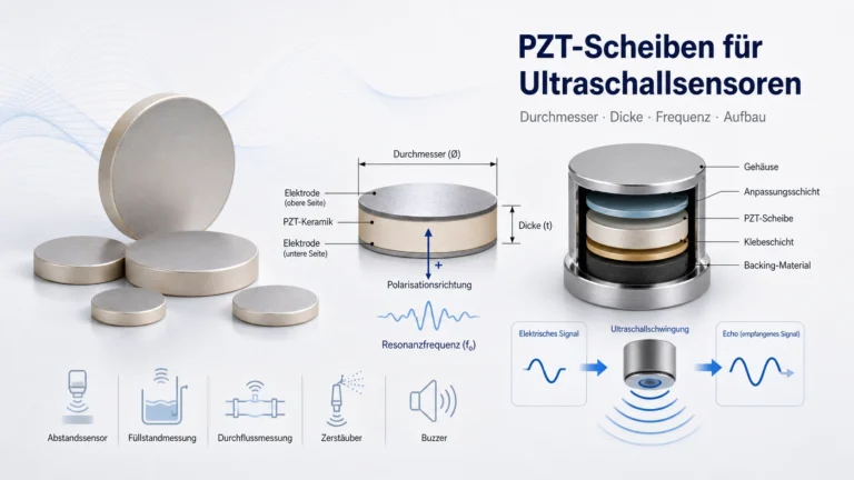 PZT-Keramikscheiben in verschiedenen Durchmessern und Dicken für Sensoren und Ultraschallwandler