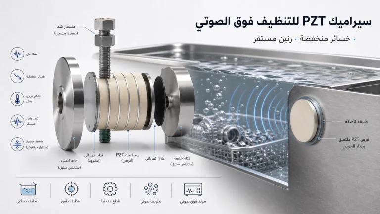 حلقات وأقراص PZT مستخدمة في محولات التنظيف بالموجات فوق الصوتية عالية القدرة
