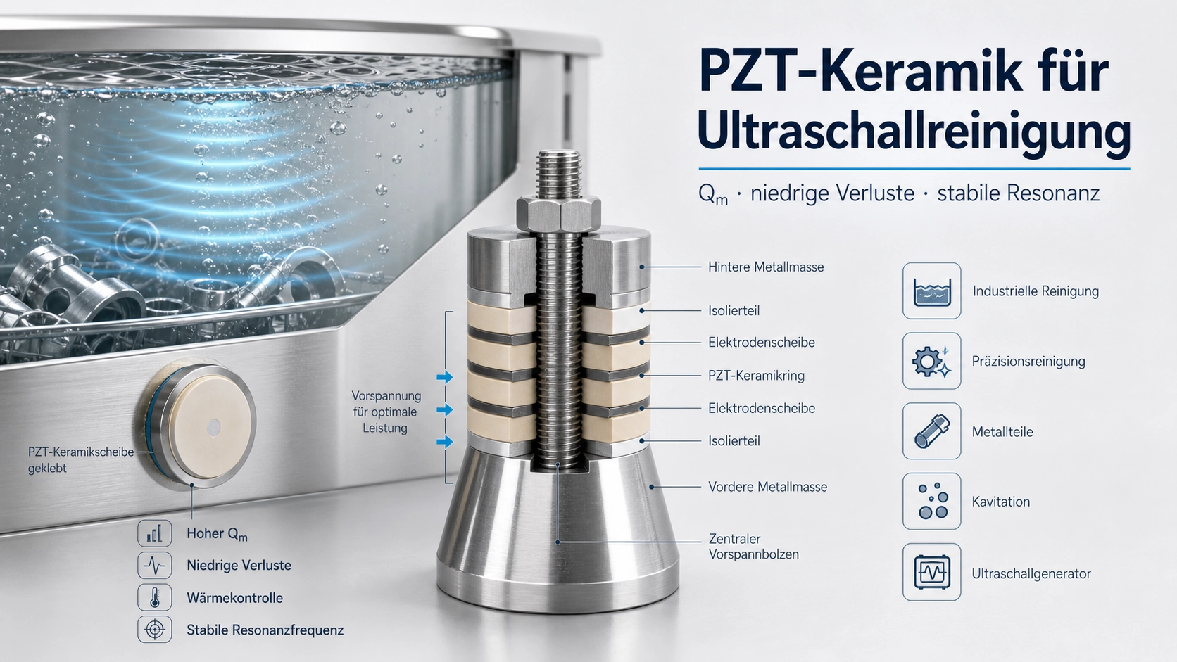 PZT-Ringe und Scheiben für leistungsstarke Ultraschall-Reinigungswandler