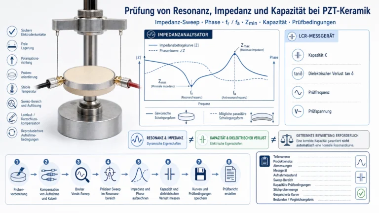 Resonanzfrequenz, Impedanz und Kapazität von PZT messen