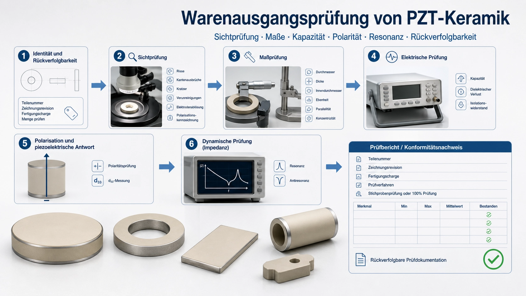 Prüfung von PZT-Keramikparametern vor dem Versand